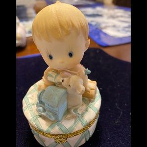 Turtle king figurine hinge box boy feeding bottle to puppy about 35” high